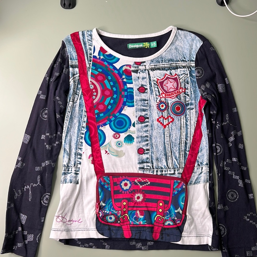 Desigual long sleeve T-shirt with fun designs- size 7/8